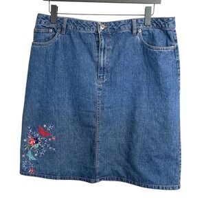 Northern Reflections 100% cotton five pocket jean skirt with embroidery
